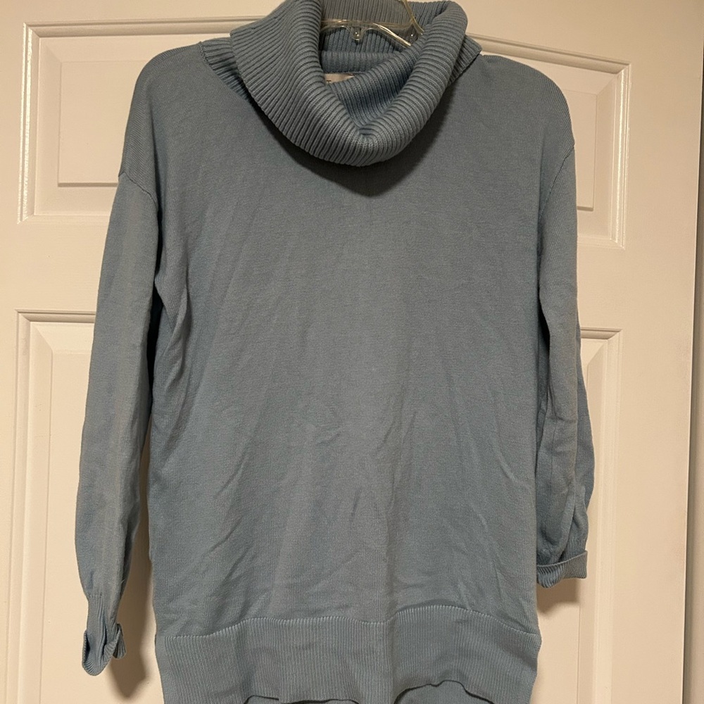 LOFT Light Blue Ribbed Sweater